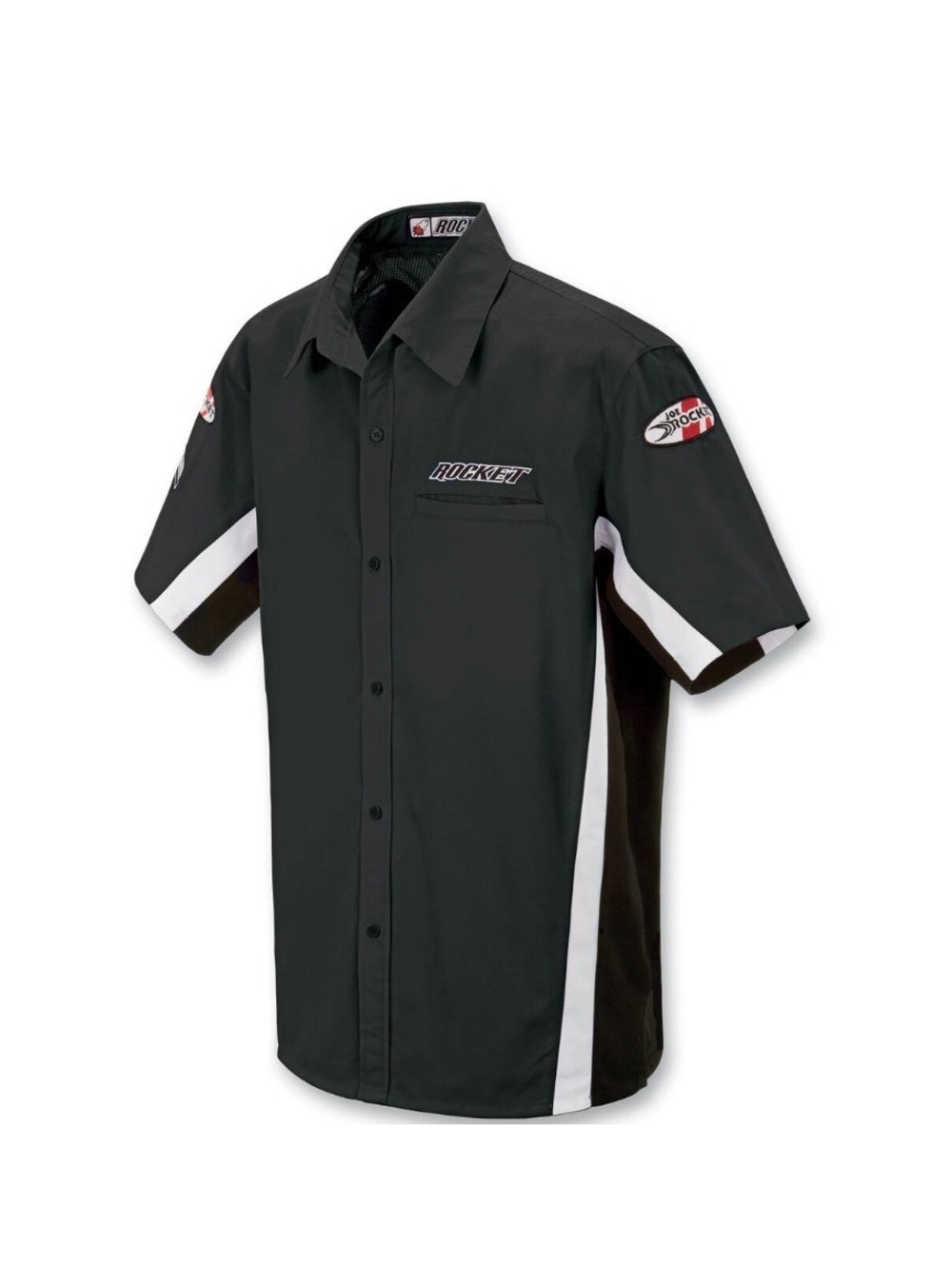 Joe Rocket Staff Pit Crew Mechanic Short Sleeve Shirt Black White Motorsport Men